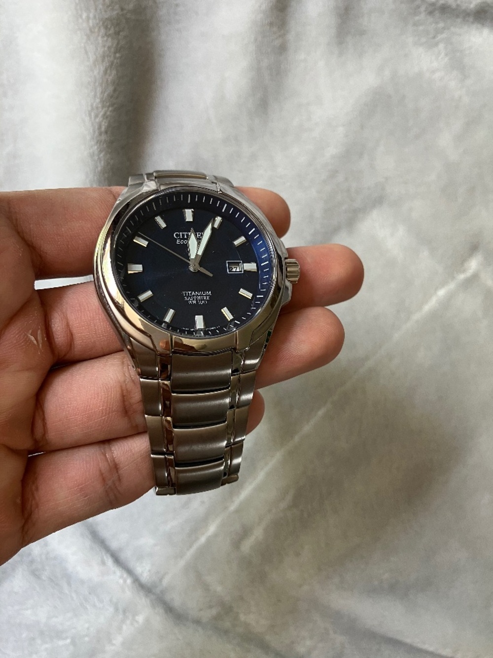 Citizen Titanium Eco-Drive Sapphire Crystal Men's Watch Blue Face
